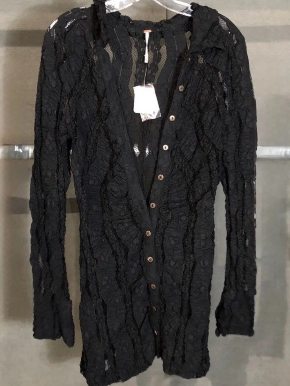 NWT Free People Sheer Lace Button-Front Boho Cardigan/Dress/Blouse. Size S